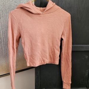 TNA Union Thermal Cropped hoodie Waffle Sweater size small